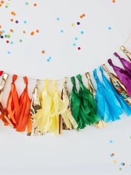 5 pcs Rose Gold Iridescent DIY Tissue Paper Tassel Garlands Baby Shower Bachelorette Wedding Birthday Party Decoration Supplies