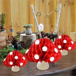 Mushroom Honeycomb Ball Woodland Animal Party Decoration Paper Flower Ball Kids Adults Happy Jungle Safari Birthday Party Decor