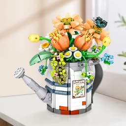 Mini Watering Can Potted Building Blocks Flower DIY Plant Bonsai Bouquet 3D Model Home Decoration Children's Assembled Toy Gift