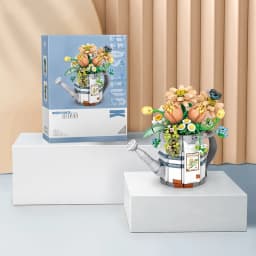 Mini Watering Can Potted Building Blocks Flower DIY Plant Bonsai Bouquet 3D Model Home Decoration Children's Assembled Toy Gift