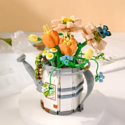 Mini Watering Can Potted Building Blocks Flower DIY Plant Bonsai Bouquet 3D Model Home Decoration Children's Assembled Toy Gift