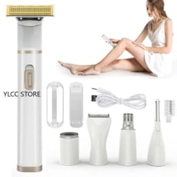 5 In 1 Electric Shaver for Women Painless Eyebrow Razor Bikini Trimmer Cordless Womens Body Shaver Facial Hair Remover Depilador