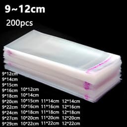 200pcs Transparent Plastic Bags Snack Packaging Cellophane Storage Bag Accessories Self-adhesive Bags Birthday Candy Opp Pouch
