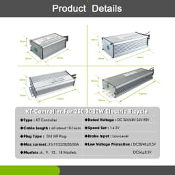 KT Controller 15A 17A 22A 25A 30A 35A 50A Ebike Square Sine Wave Control System Use for 36V 48V 72V Motor with SM WP Light Plug