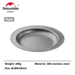Naturehike Outdoor Tableware Stainless Steel Plate Bowl Camping Cookware Frying Pan Hiking Stainless Steel Cups Food Containers