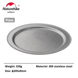 Naturehike Outdoor Tableware Stainless Steel Plate Bowl Camping Cookware Frying Pan Hiking Stainless Steel Cups Food Containers
