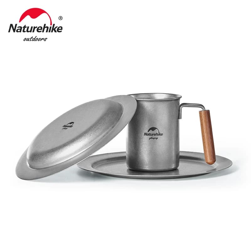 Naturehike Outdoor Tableware Stainless Steel Plate Bowl Camping Cookware Frying Pan Hiking Stainless Steel Cups Food Containers