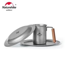 Naturehike Outdoor Tableware Stainless Steel Plate Bowl Camping Cookware Frying Pan Hiking Stainless Steel Cups Food Containers