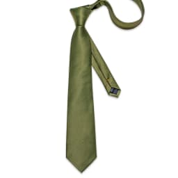New Olive Green Solid Ties for Men Pocket Square Cufflinks Gift Wedding Party Accessories 8cm Necktie Set Wholesale