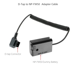 NP-FW50 Dummy Battery to D-tap for Sony A7000 A6500 A6400 A6300 A6100 A6000 A5100 A5000 A7 A7II A7RII A7SII A7S A7R A35 A37