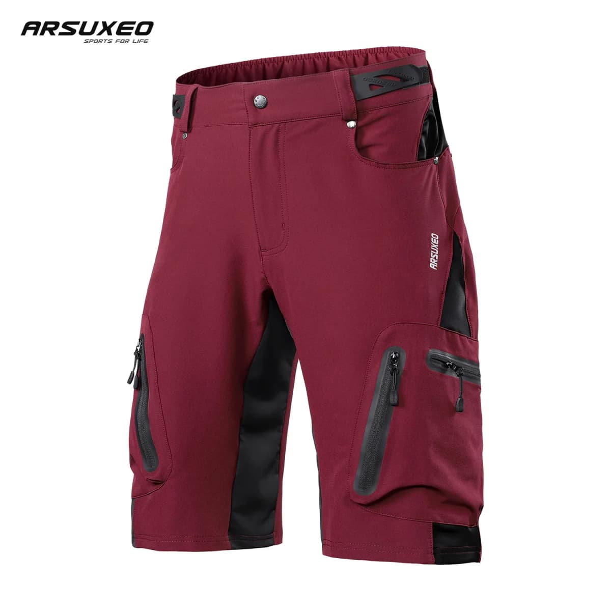 ARSUXEO Men's Cycling Shorts Bicycle Loose Fit MTB Downhill pants Outdoor Sport Clothing Reflective Training Seven Pants