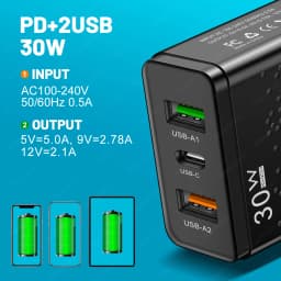PD USB Charger Quick Charge 3.0 30W Fast Phones Charger Adapter For iPhone Samsung Huawei Xiaomi 3 Ports EU/US Plug Wall Adapter