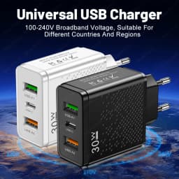 PD USB Charger Quick Charge 3.0 30W Fast Phones Charger Adapter For iPhone Samsung Huawei Xiaomi 3 Ports EU/US Plug Wall Adapter
