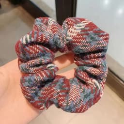 2023 New Year Winter Tweed Hair Chouchous 5pcs Scrunchy Pack Women Retro Style French Scrunches Ponytail Holder Headwear