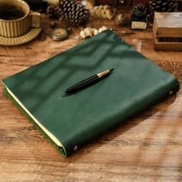 AIGUONIU Genuine Leather A4 Size Ring Planner with 4 Holes Binder Retro Notebook Vertical Version Neutral Notepad Sketchbook