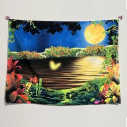 Fluorescent mandala tapestry, psychedelic mushroom decoration, bedroom, aesthetic room, art decoration