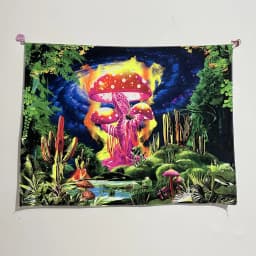 Fluorescent mandala tapestry, psychedelic mushroom decoration, bedroom, aesthetic room, art decoration