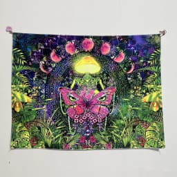Fluorescent mandala tapestry, psychedelic mushroom decoration, bedroom, aesthetic room, art decoration
