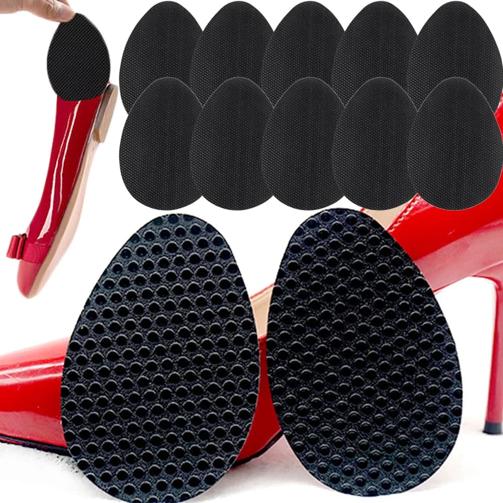 Insole Wear-resistant Tendon Rubber Sole Non-slip Stickers High Heels Forefoot Anti-skid Pad Sole Anti-slip Pad Unisex 10Pairs