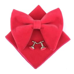 Fashion Velvet Big Bowties Set Women Men Solid Bow Tie Wedding Tuxedo Groom Oversize Bow Knot Pocket Square Cravats Cuff-links