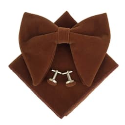 Fashion Velvet Big Bowties Set Women Men Solid Bow Tie Wedding Tuxedo Groom Oversize Bow Knot Pocket Square Cravats Cuff-links