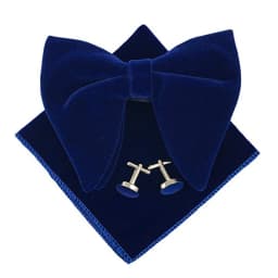 Fashion Velvet Big Bowties Set Women Men Solid Bow Tie Wedding Tuxedo Groom Oversize Bow Knot Pocket Square Cravats Cuff-links