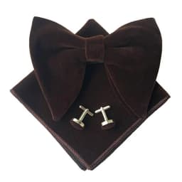 Fashion Velvet Big Bowties Set Women Men Solid Bow Tie Wedding Tuxedo Groom Oversize Bow Knot Pocket Square Cravats Cuff-links