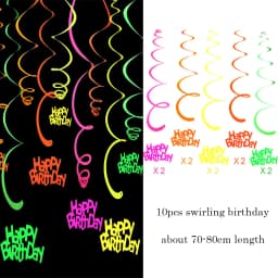 Neon Happy Birthday Banner Blacklight Party Supplies Glow in the Dark Birthday Banner Black Light Reactive UV Party Accessories