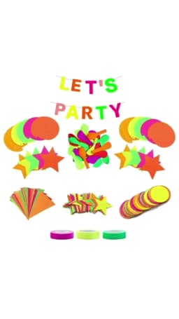Neon Happy Birthday Banner Blacklight Party Supplies Glow in the Dark Birthday Banner Black Light Reactive UV Party Accessories