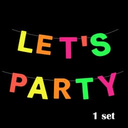 Neon Happy Birthday Banner Blacklight Party Supplies Glow in the Dark Birthday Banner Black Light Reactive UV Party Accessories