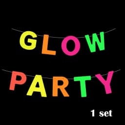 Neon Happy Birthday Banner Blacklight Party Supplies Glow in the Dark Birthday Banner Black Light Reactive UV Party Accessories