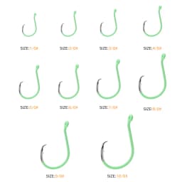 ZYZHE  Luminous Circle Fishing Hook 10 Sizes 4-10piece Hawksbill Hook Saltwater Freshwater Hooks for Tuna, Catfish, Bass Fishing