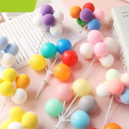 5/8Pcs/set Colorful Ball Bundle Clay Balloons Cake Topper Creative Cupcake Card Flag Birthday Party Baby Shower Dessert Decor