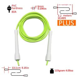 JR006 CC HANDLE 3.2m (rope between handles) x 5mm 5.3mm 6mm pvc 11ft skip jump rope