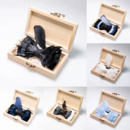 Black blue solid 2026 New feather bow tie handmade men's bow tie brooch Wooden box sets wedding party gift JEMYGINS design