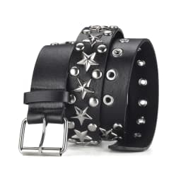 2023New Fashion Pentagram Riveted Women's Belt Punk Hip Hop Rock Jeans Men's Belt
