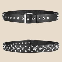 2023New Fashion Pentagram Riveted Women's Belt Punk Hip Hop Rock Jeans Men's Belt