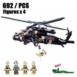 2024 Sluban WW2 Military Russia Air Weapon Mi-24 Attack Helicopters Hind Model Building Blocks Classics Fighter Bricks Plane Toy