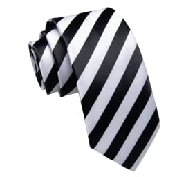 White Black Zebra Striped Ties for Men 8cm Business Wedding Neck Tie Handkerchief Cufflinks Accessories Gift Gravatas Party
