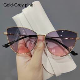 Fashion Oversized Vintage Cat Eye Sunglasses Women Trending Summer Driving Eyewear Shades Metal Frame UV400 for Lady gafas