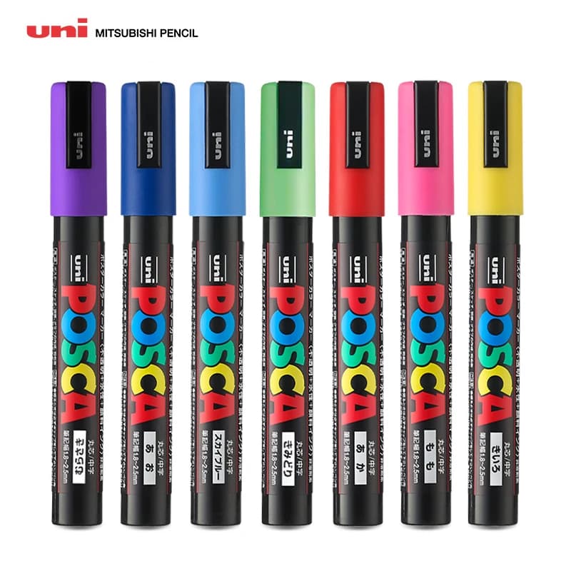 Uni Poscas Marker Pen PC-5M 1.8-2.5mm POP Poster Advertising Mark Graffiti Pen Paint ручки Art Supplies Multi-Colores marcadores