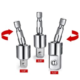 360°Rotatable Electric Power Drill Sockets Adapter Sets for Impact Driver with Hex Shank 1/4" 3/8" 1/2"