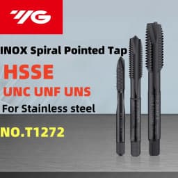 South Korea YG HSSE American INOX Spiral Pointed Tap UNC UNF UNS 4-40/10-32 12-24 5/16 1/2 5/8 7/16 Machine Screw Thread Taps