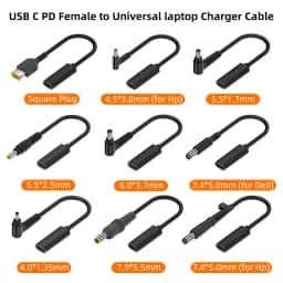 USB 3.1 Type C USB C Laptop Charger Power Adapter Converter USB Type C Female to 4.0*1.35 5.5*2.5 4.5*3.0 4.0*1.7mm Dc Plug Jack