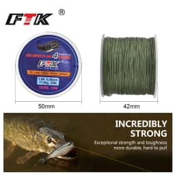 FTK 114M PE Braided Wire Fishing Line 125Yards 4 Strands 0.10mm-0.40mm 8LB-60LB Incredibly Strong Multifilament Fiber Line