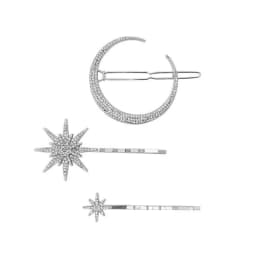 New Geometric Stars Moon Rhinestone Hair Clip Set Snowflake Star Bride Hairpins Women Side Clip Hair Barrettes Hair Jewelry Gift