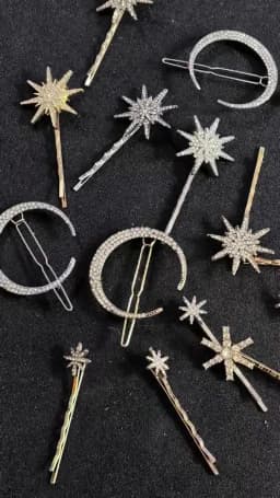 New Geometric Stars Moon Rhinestone Hair Clip Set Snowflake Star Bride Hairpins Women Side Clip Hair Barrettes Hair Jewelry Gift