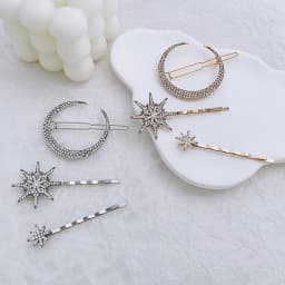 New Geometric Stars Moon Rhinestone Hair Clip Set Snowflake Star Bride Hairpins Women Side Clip Hair Barrettes Hair Jewelry Gift