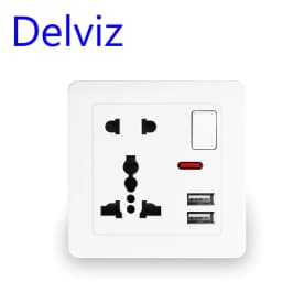 Delviz EU Standard USB Wall Socket, Grey Switch Control Outlet, 2A Dual USB Charging, AC 110~250V 13A Universal Jack Power Socke