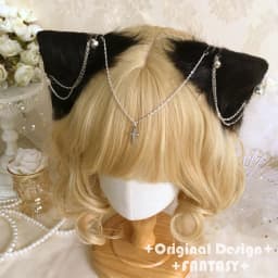 Cat's ears cosplay dark handmade Lolita chain cat's ear gothic cosplay animal ear lolita accessories